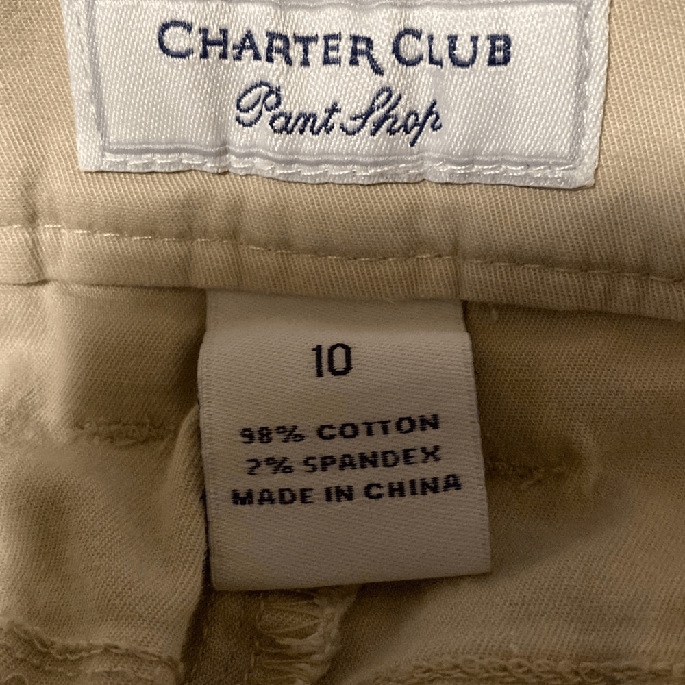 Charter Club Khaki Beige Mid Rise Stretch Chino Shorts Size 10 Casual Preppy - Picture 7 of 10